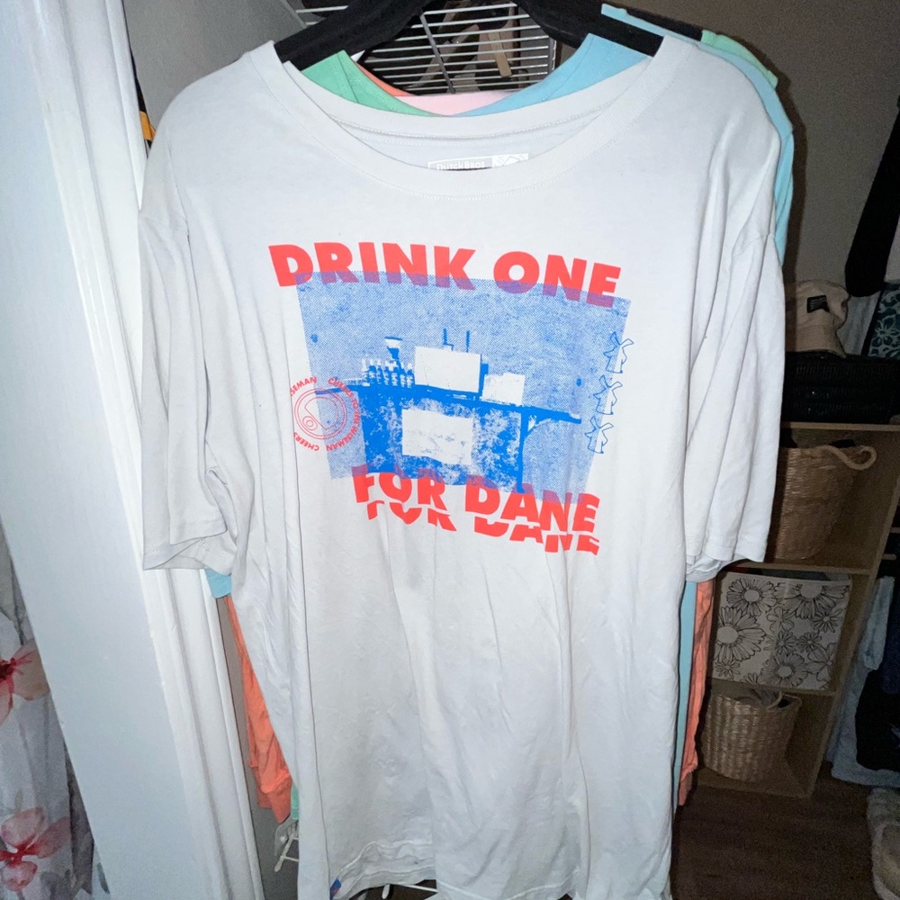 Graphic Tee with Blue and Red Print